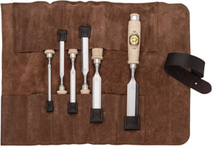 Kirschen Stämjärnsset i läderfodral, vitbokshandtag, 6-delar