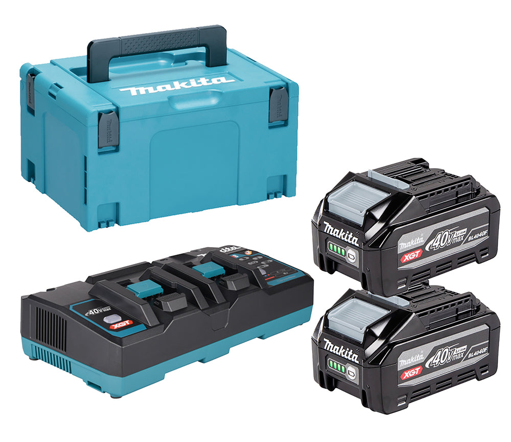 Makita PowerPack XGT 40V 4040F 2x4Ah + dubbelsnabbladdare i Makpac - 1911D8-0
