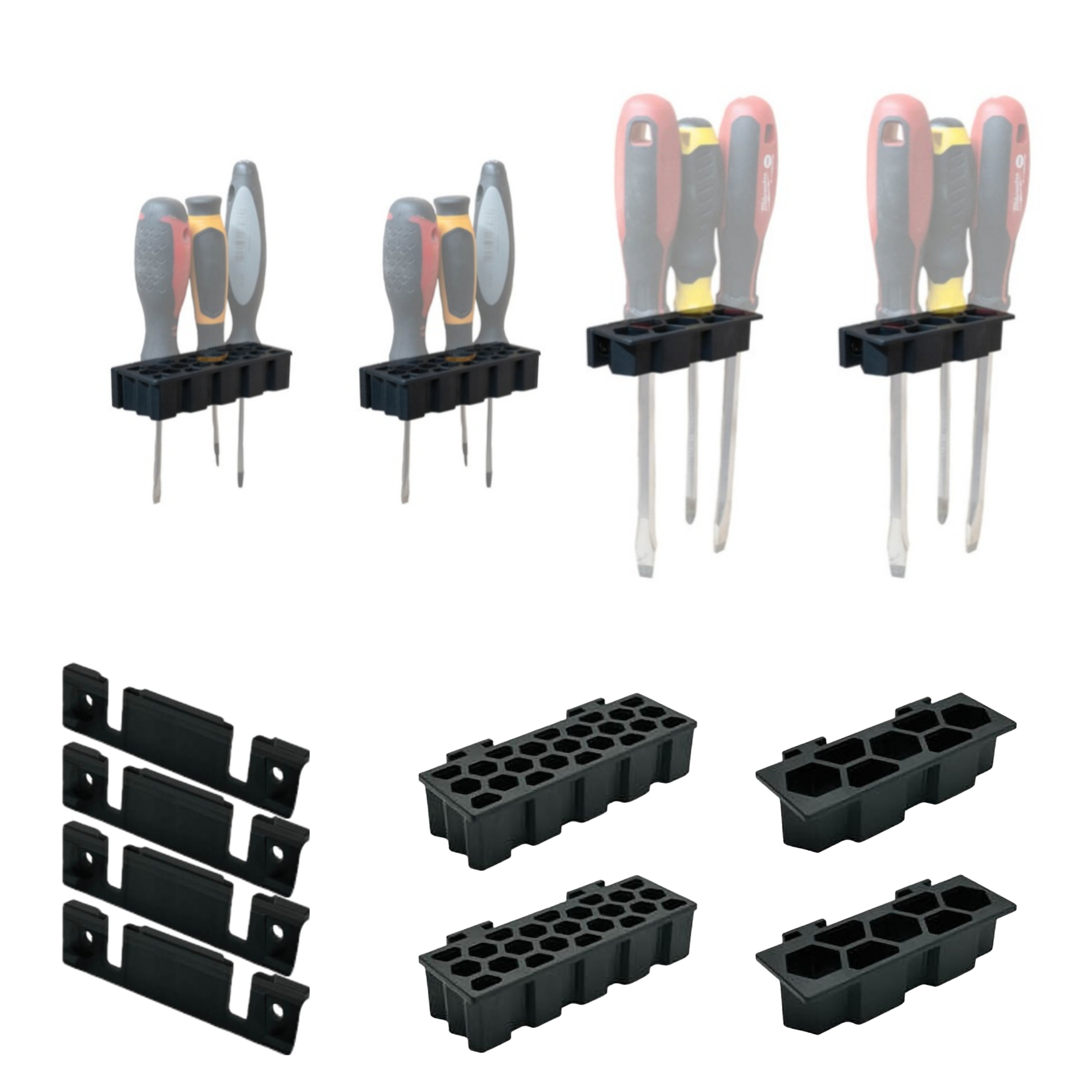 StealthMounts Wall Hive System Screwdriver Rack 4-Pack- WH-BLK-SD-4