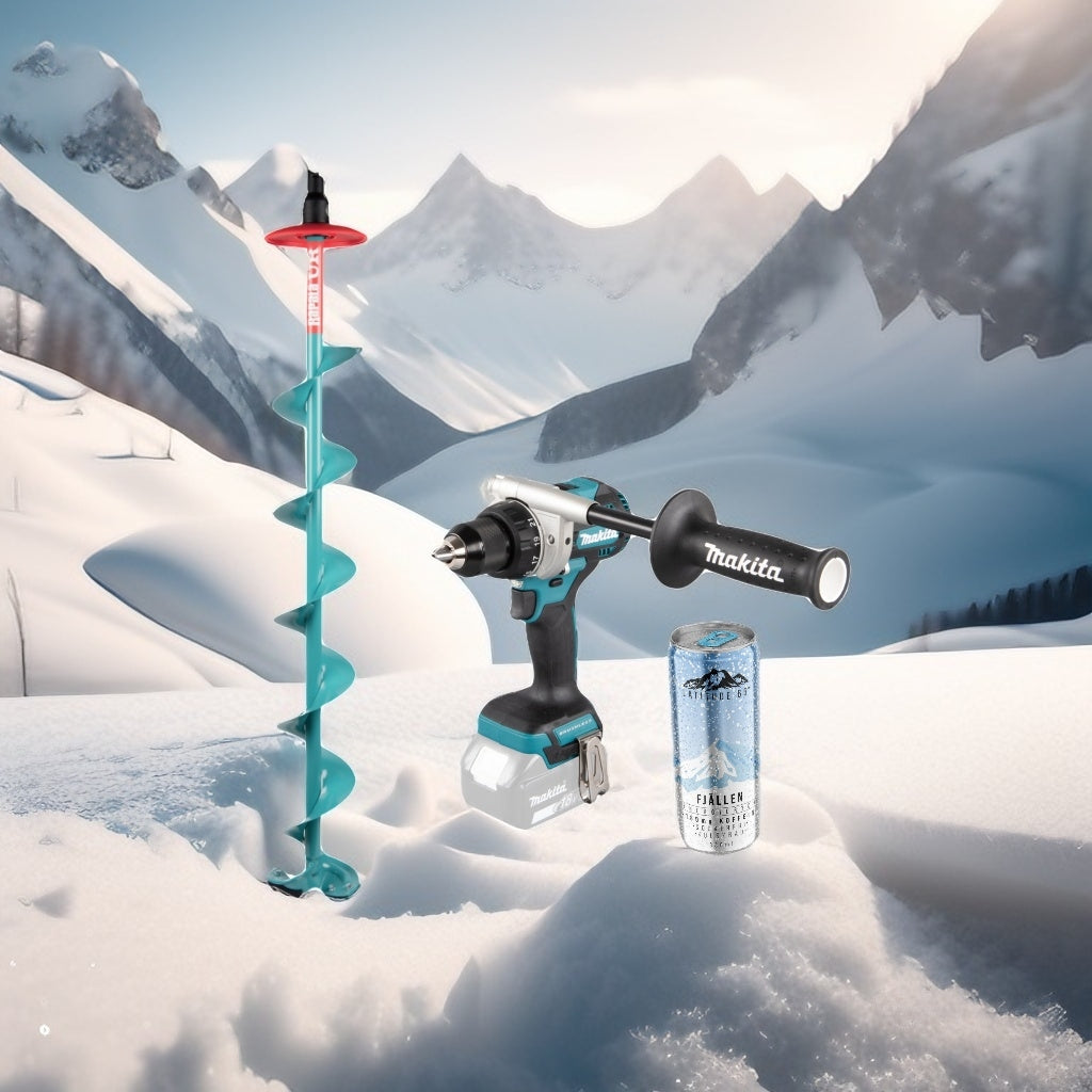 Makita Isborrpaket Borrskruvdragare 18V DDF486Z + Isborr + vattenkokare + Latitude 65 dryck
