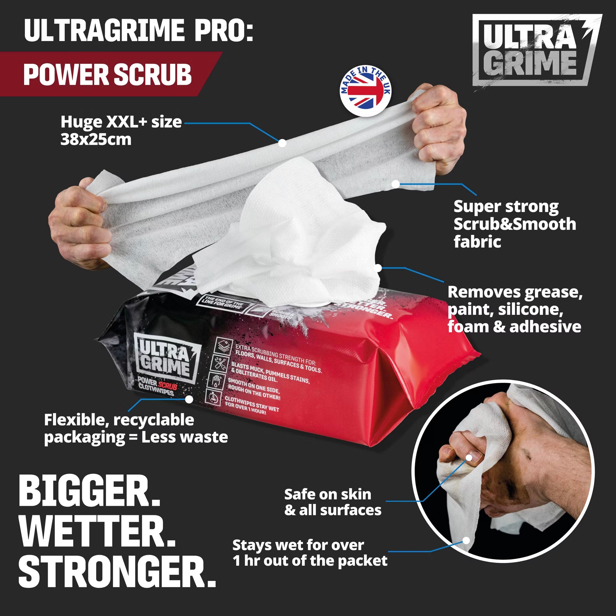 UltraGrime Pro Scrub-use Våtservetter 80p