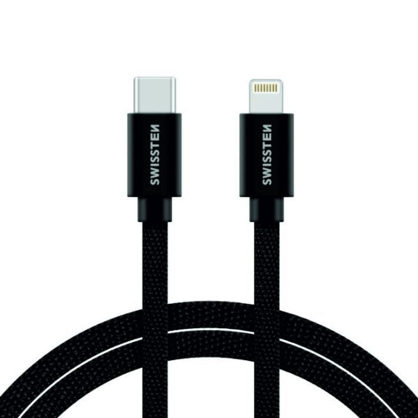 SWISSTEN Mobilkabel USB-C / Lightning C 2m Svart Textil