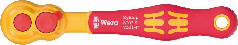Wera 8007 A VDE Zyklop Comfort-spärrhandtag, med omkopplingsspak, med 1/4"-fattning