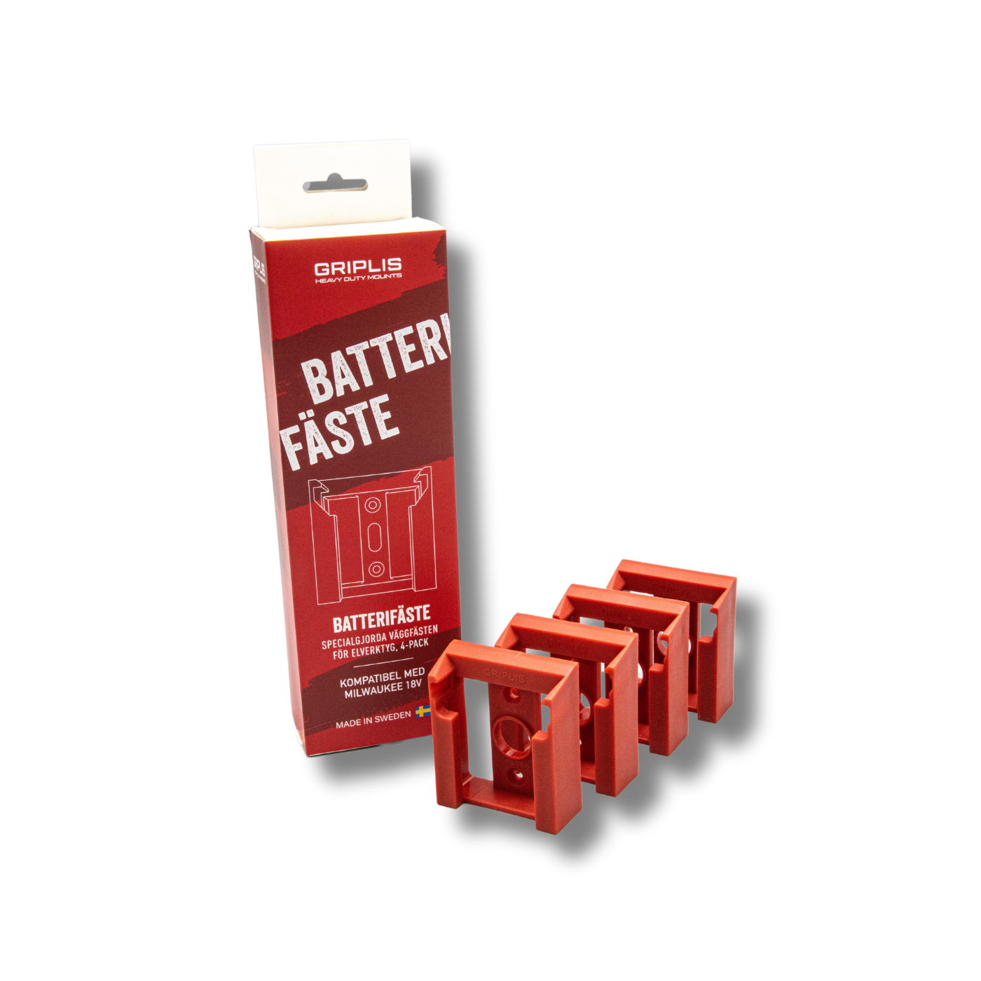 Griplis Milwaukee18V Batterifäste / Batterihållare 4-pack