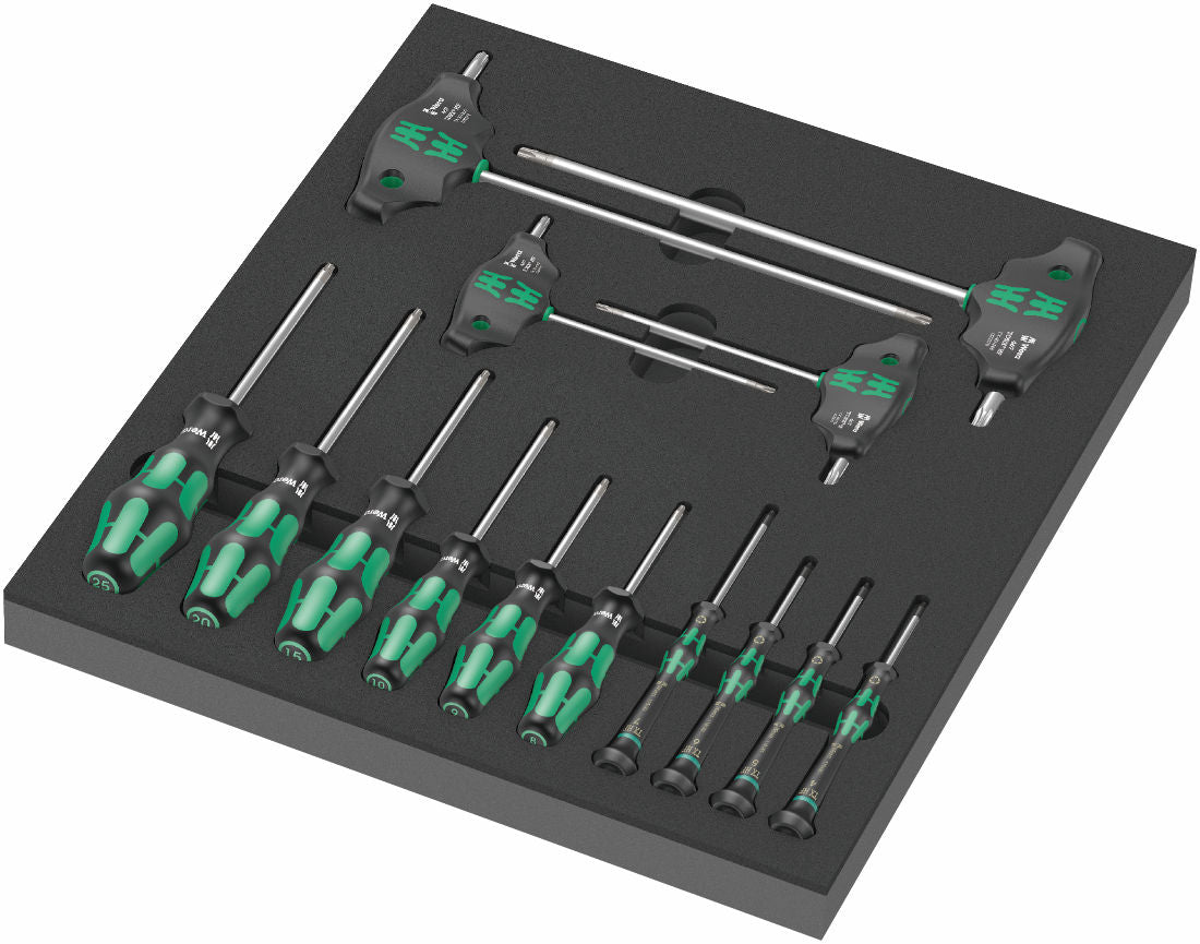 9712 Skumgummiinsats TORX® HF-skruvmejselsats 1, 14 delar till Wera 9700 Tool Rebel-verktstadsvagn