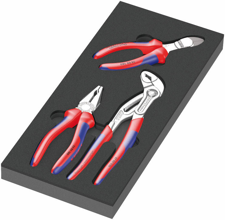 9780 Skumgummiinsats KNIPEX-tänger sats 1, 3 delar till Wera 9700 Tool Rebel-verktstadsvagn