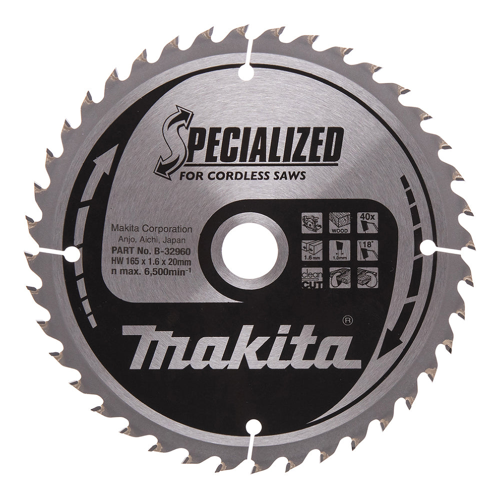 Makita Specialized sågklinga T.C.T, 165 x 20 mm, 40 T B-32960 Trä