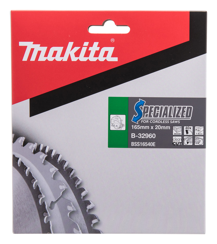 Makita Specialized sågklinga T.C.T, 165 x 20 mm, 40 T B-32960 Trä