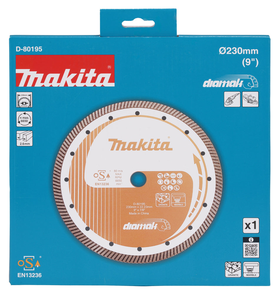 Makita Diamantklinga 230x22,23 mm D-80195 till Slipmaskiner och kapmaskiner