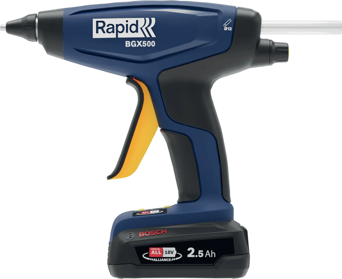 Rapid BGX500 limpistol 18 V – med 2,5 Ah batteri, laddare och väska