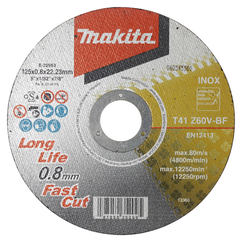 Kapskiva extra tunn Metall/Rostfritt 125 x 0,8 x 22,23 mm E-22953