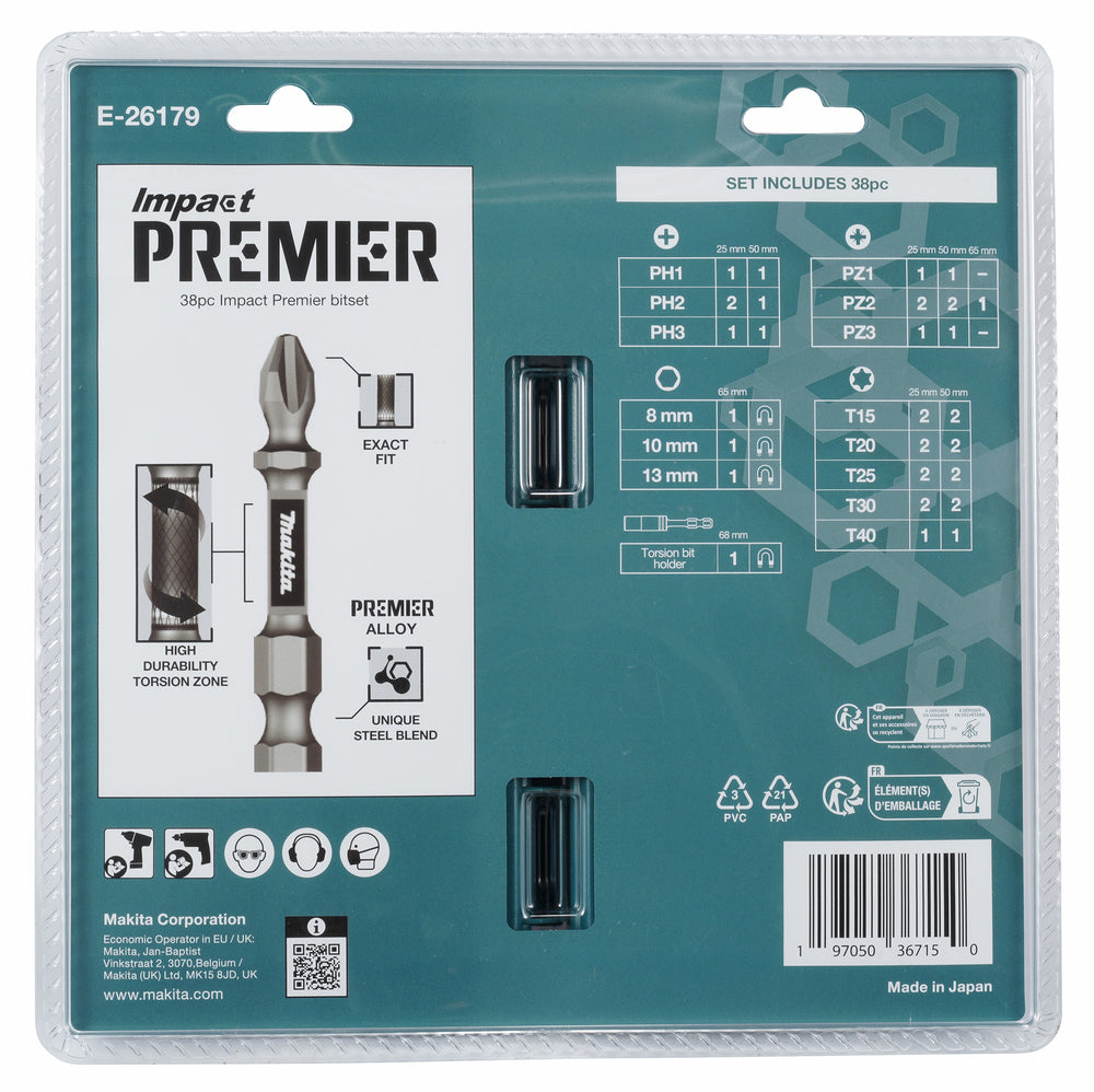 Makita Impact Premier Bitset bitats 38 delar E-26179