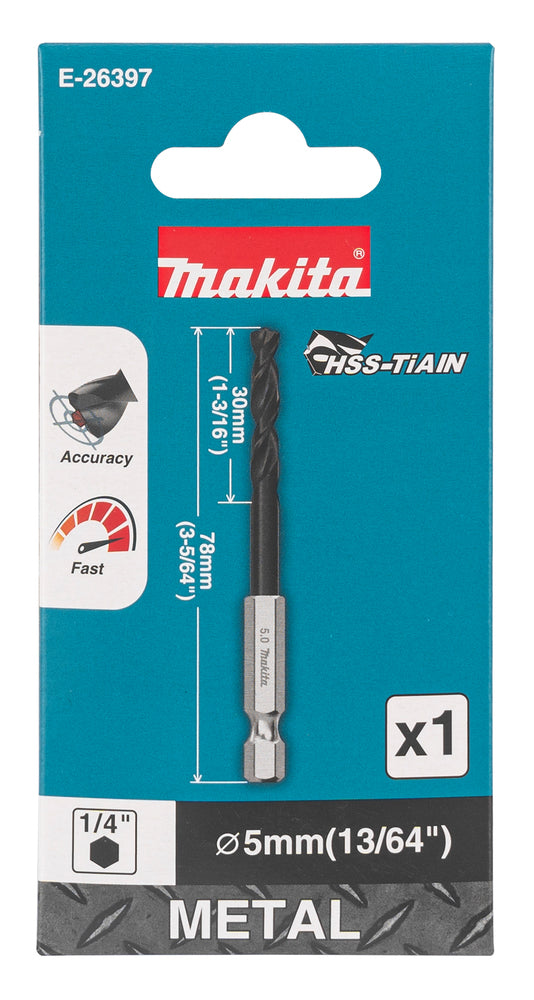 Makita HSS-TiAlN-metallborr 5,0 x 78 mm – E-26397 – vy 2