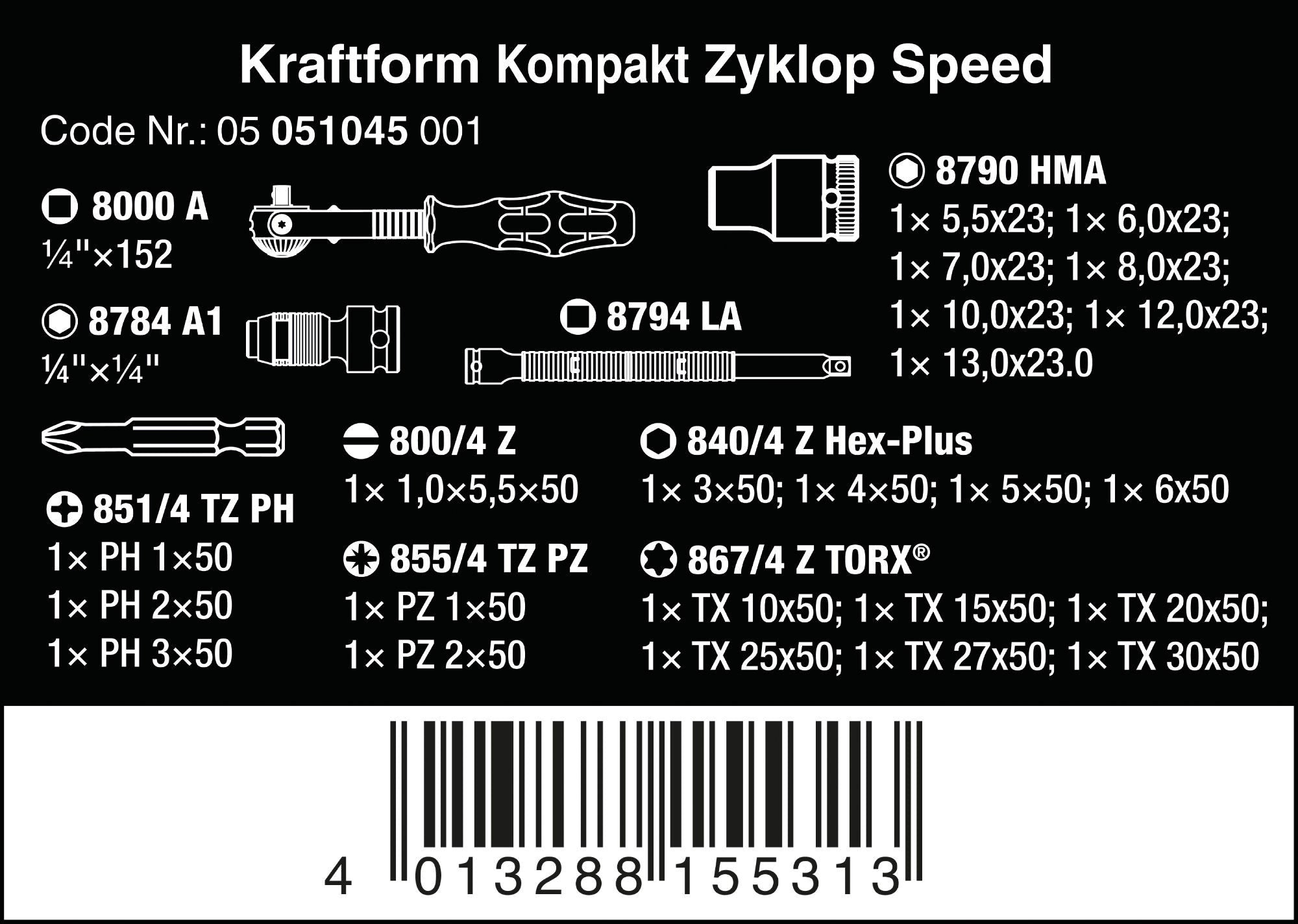 Wera Kraftform Kompakt Zyklop Speed, 26-delar