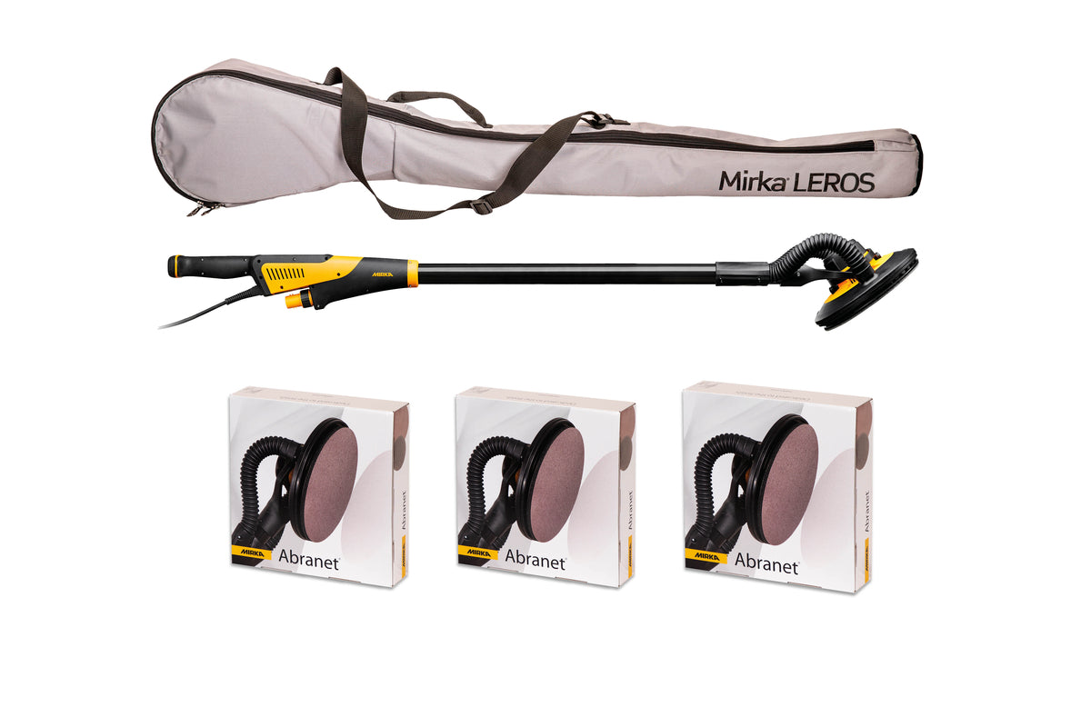 Mirka LEROS 950CV EU Väggslipmaskin 225mm, 5.0 med väska + 3x25p Abranet P120,P150,P180