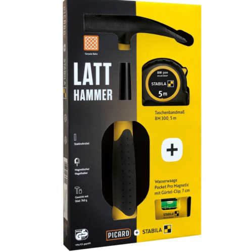 Picard x Stabila Box Carpenters' Roofing Hammer 620M + Pcket tape BM300 + Mini spirit Level