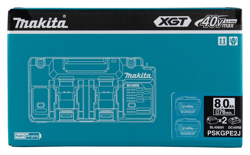 Makita PowerPack XGT 40V 4080H 2x8Ah + dubbelsnabbladdare i Makpac - PSKGPE2J