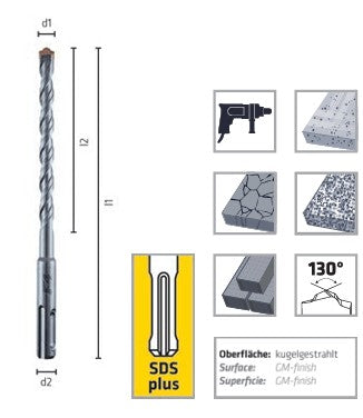 Alpen Betongborr F4 SDS-plus 2-skär L=260/200,Ø10.0 1-pack