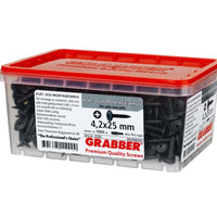 Grabber G32L  4,2x25 1000-pack svart huvud Plåt- och Montageskruv Inomhus