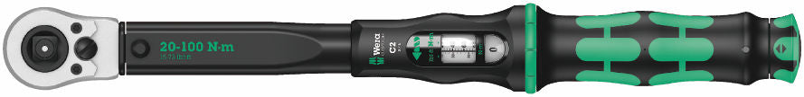 Wera Click-Torque C 2 Push R/L Inställbar momentnyckel för höger- och vänsterdragning, 20-100 Nm