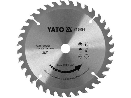 Yato Cirkelsågklinga 165 mm 36T 16 mm – passar Ryobi R18CS YT-60591