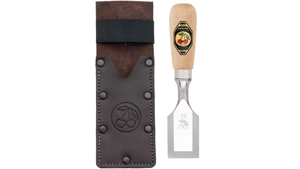 Kirschen kort stämjärn 35mm, bokhandtag med läderhölster