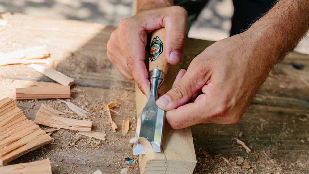 Kirschen kort stämjärn 35mm, bokhandtag med läderhölster