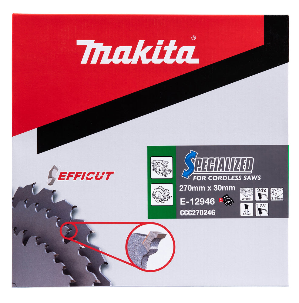 Makita Sågklinga Efficut Trä T.C.T, 270 x 30 x 2,15 mm, 24T E-12946 (HS011GZ)
