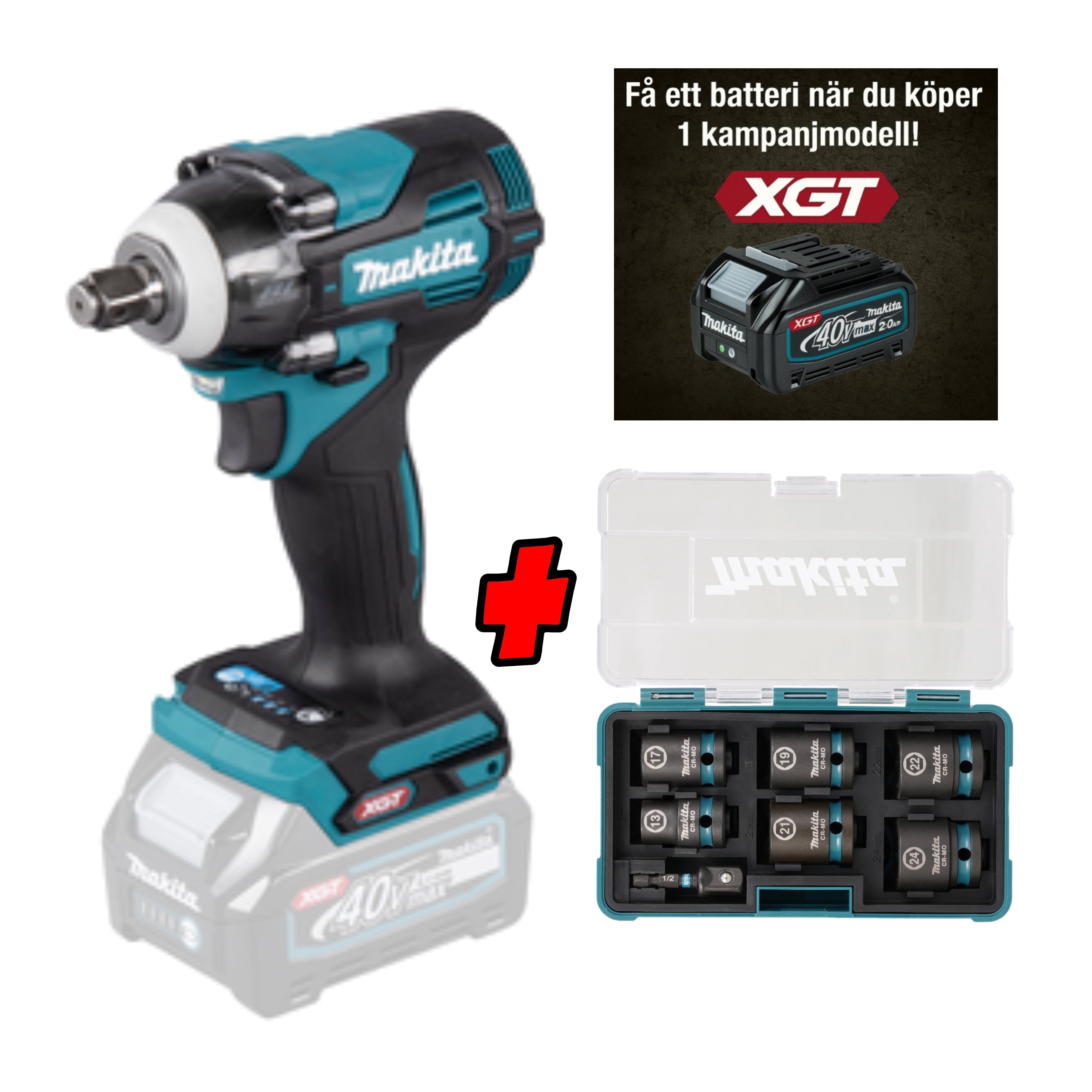 Makita Mutterdragare XGT 40V TW004GZ + Krafthylsset E-16592
