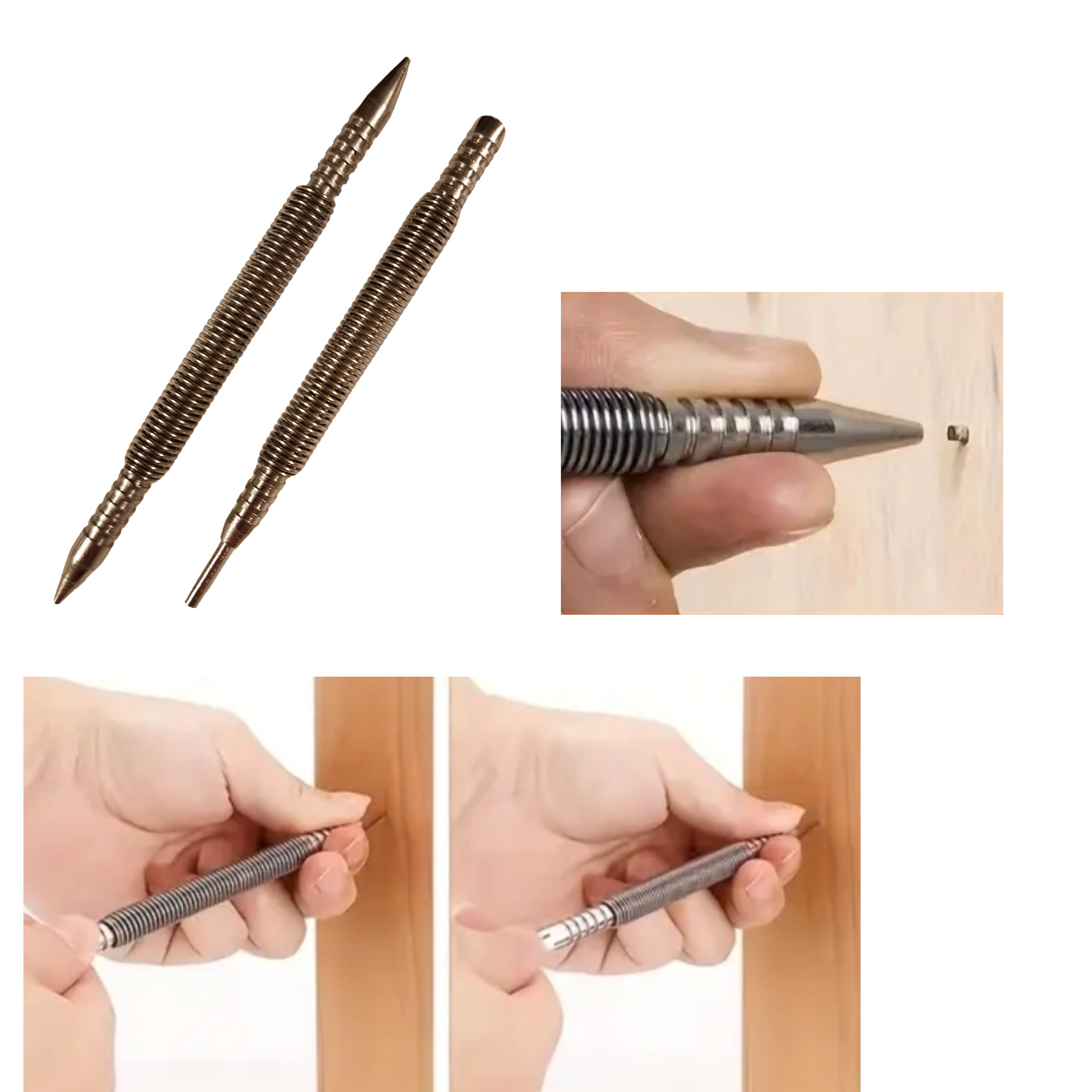 Fjäderdriven hammarlös spikdrivare 2-pack för inslagning dyckert/lossa gångjärnssprintar