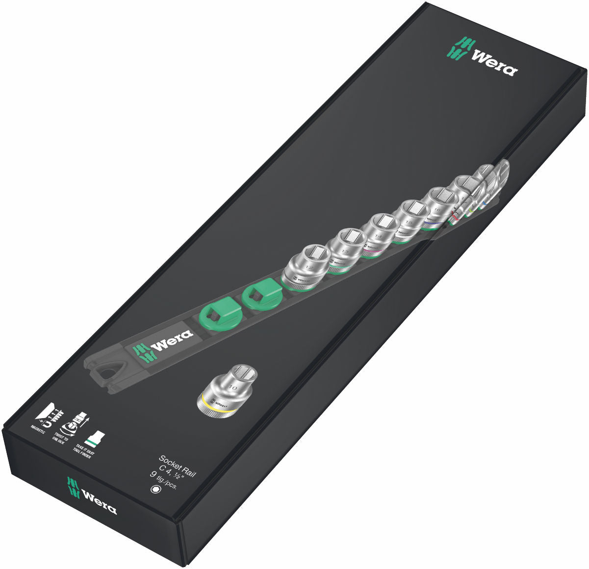 Wera Hyls-magnetlist C 4 Zyklop hylsmejselinsats-sats, 1/2"-fattning, 9 delar