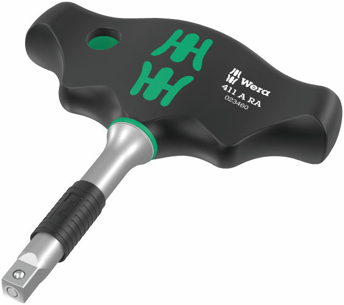 Wera 411 A RA adapterskruvmejsel med T-handtag, med spärrfunktion, 1/4