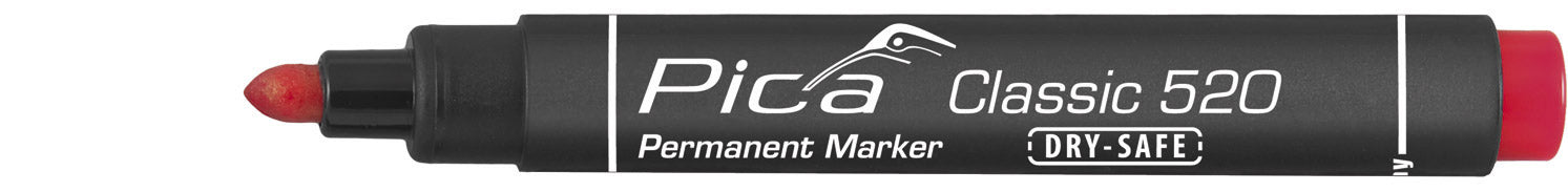 Pica Classic 520 & 521 permanent märkpenna - Röd, Blå, Svart