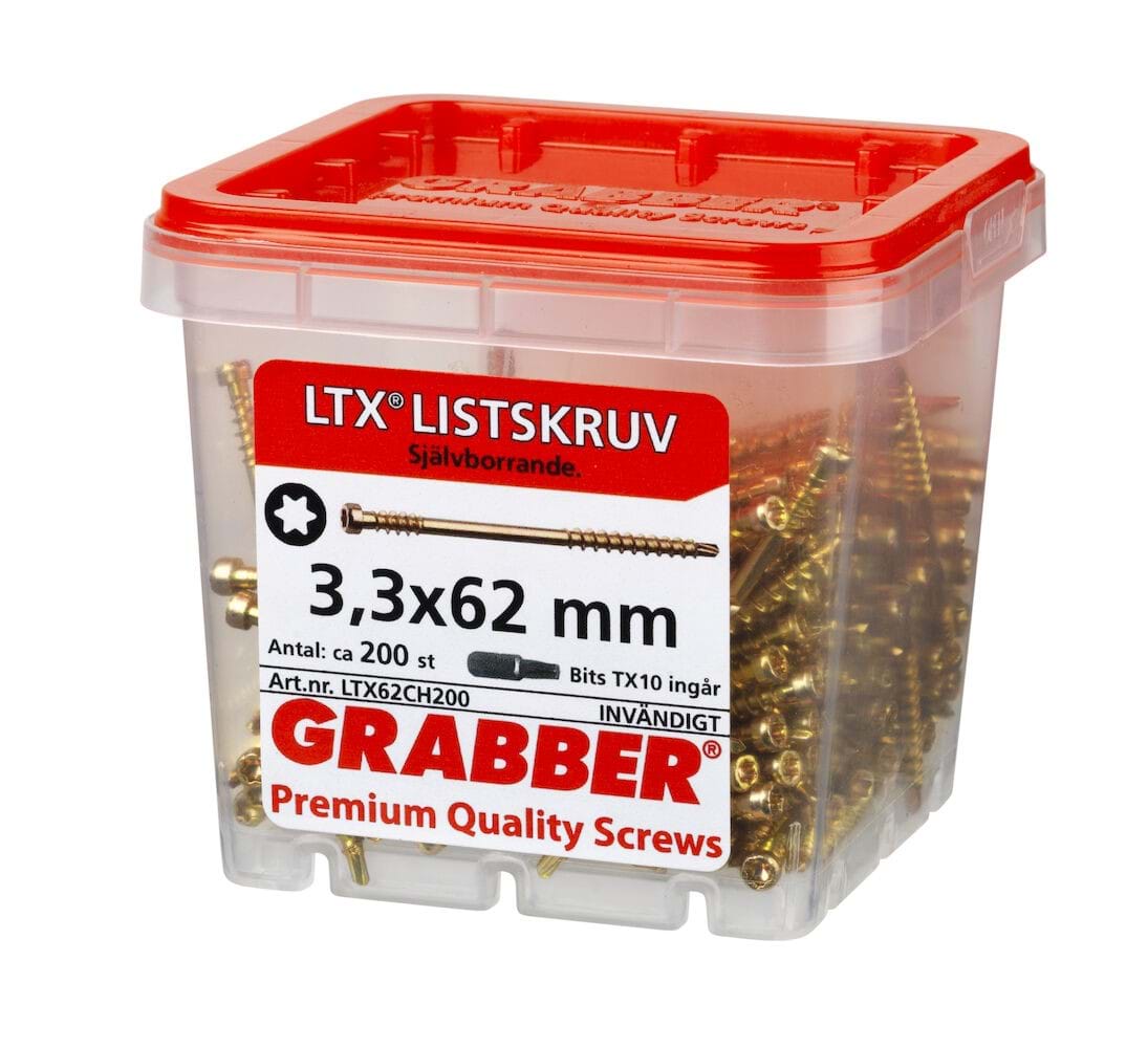 Grabber LTX Självborrande listskruv. Gulkromaterad - Inomhusskruv