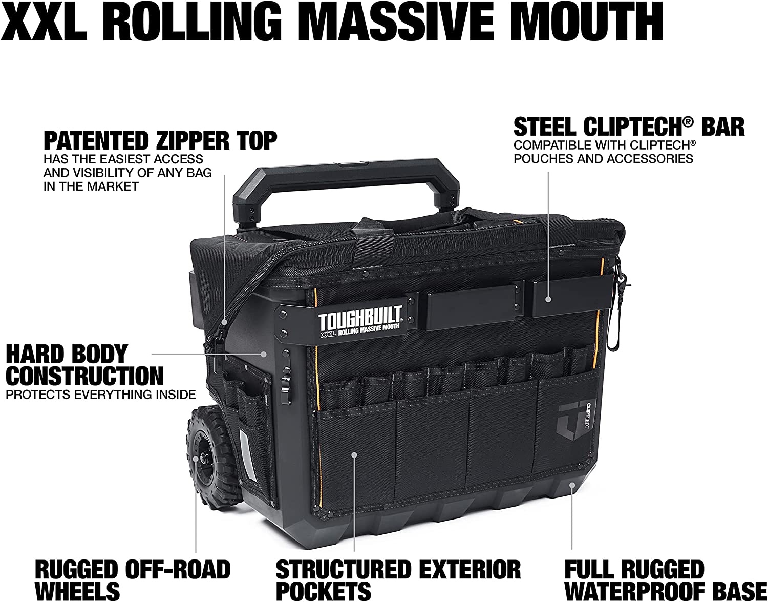 Toughbuilt XXL Rolling Hard Body Massive Mouth Bag 610 mm 24inch TB-CT-61-22