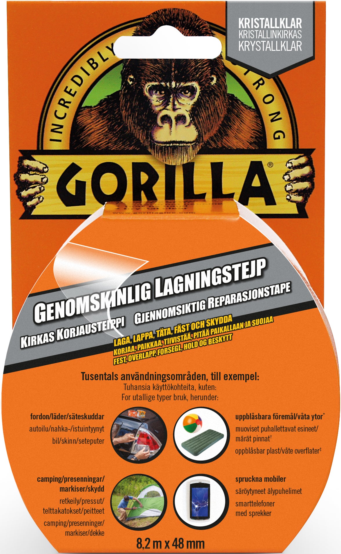Gorilla Genomskinlig Lagningstejp 8,2mx48mm
