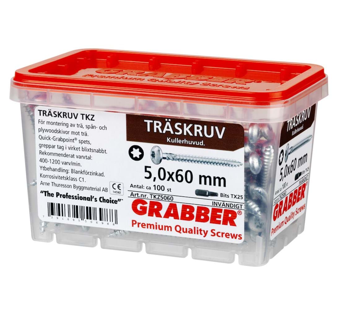 Grabber Träskruv Kullrig TKZ 4,5-5 mm Inomhusskruv