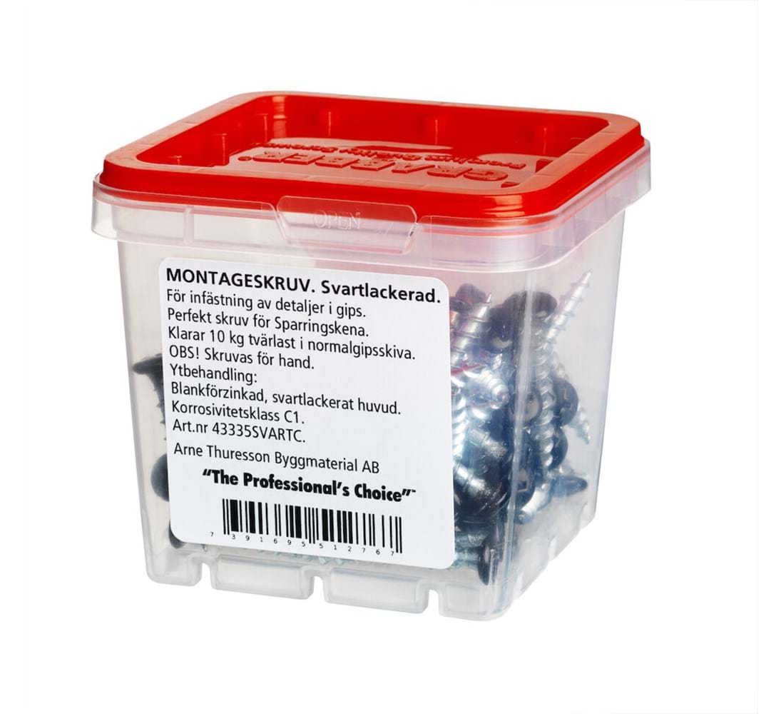 Grabber 43335SVARTC 4,8x35 100-pack svart huvud Montageskruv för detaljer i gips - Inomhus