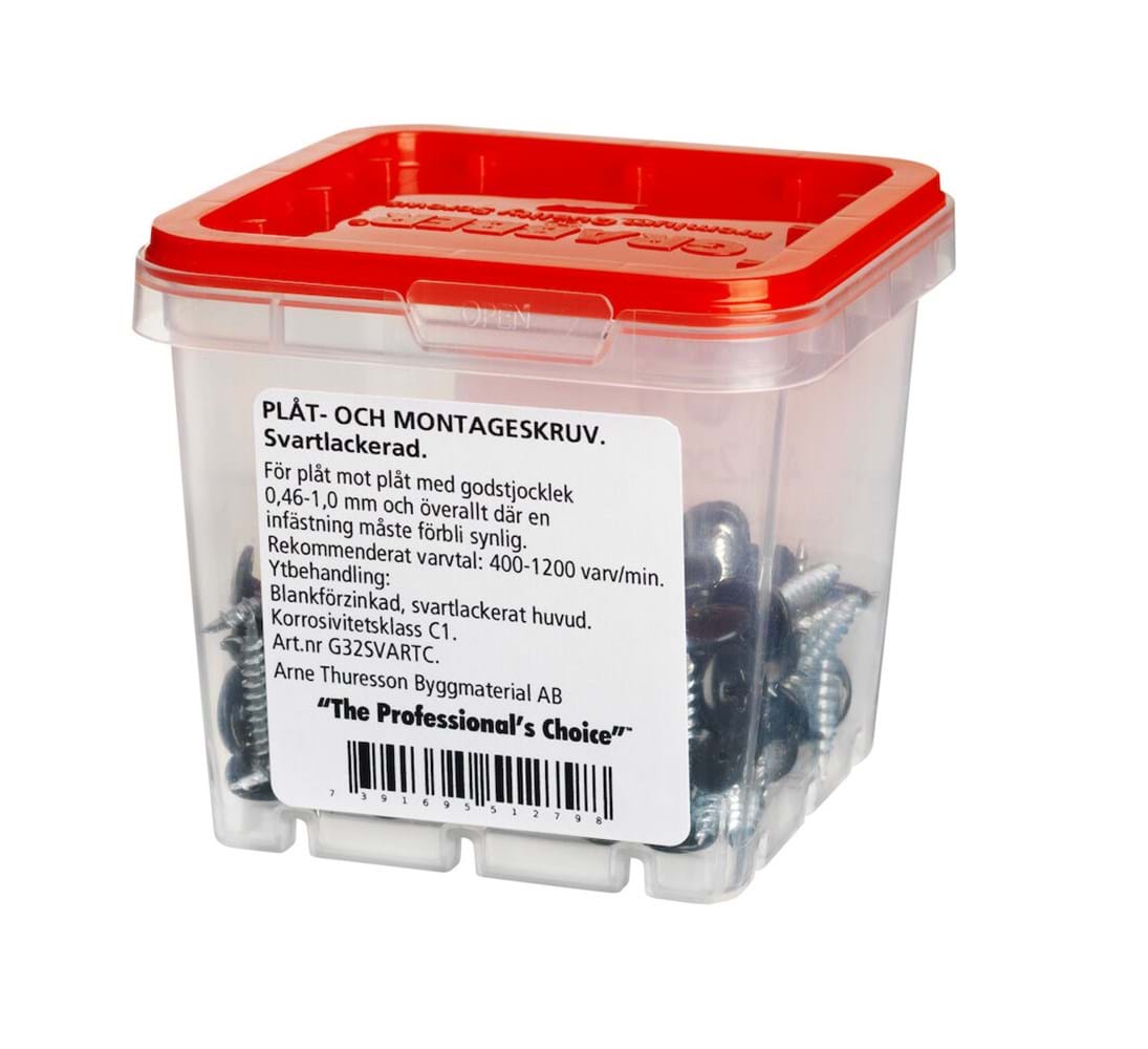 Grabber G32SVARTC 4,2x25 100-pack svart huvud Plåt- och Montageskruv Inomhus