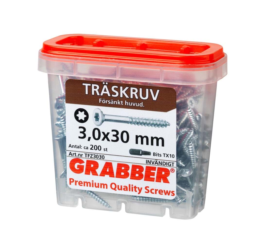 Grabber Träskruv TFZ 3,0-4,5mm Inomhusskruv