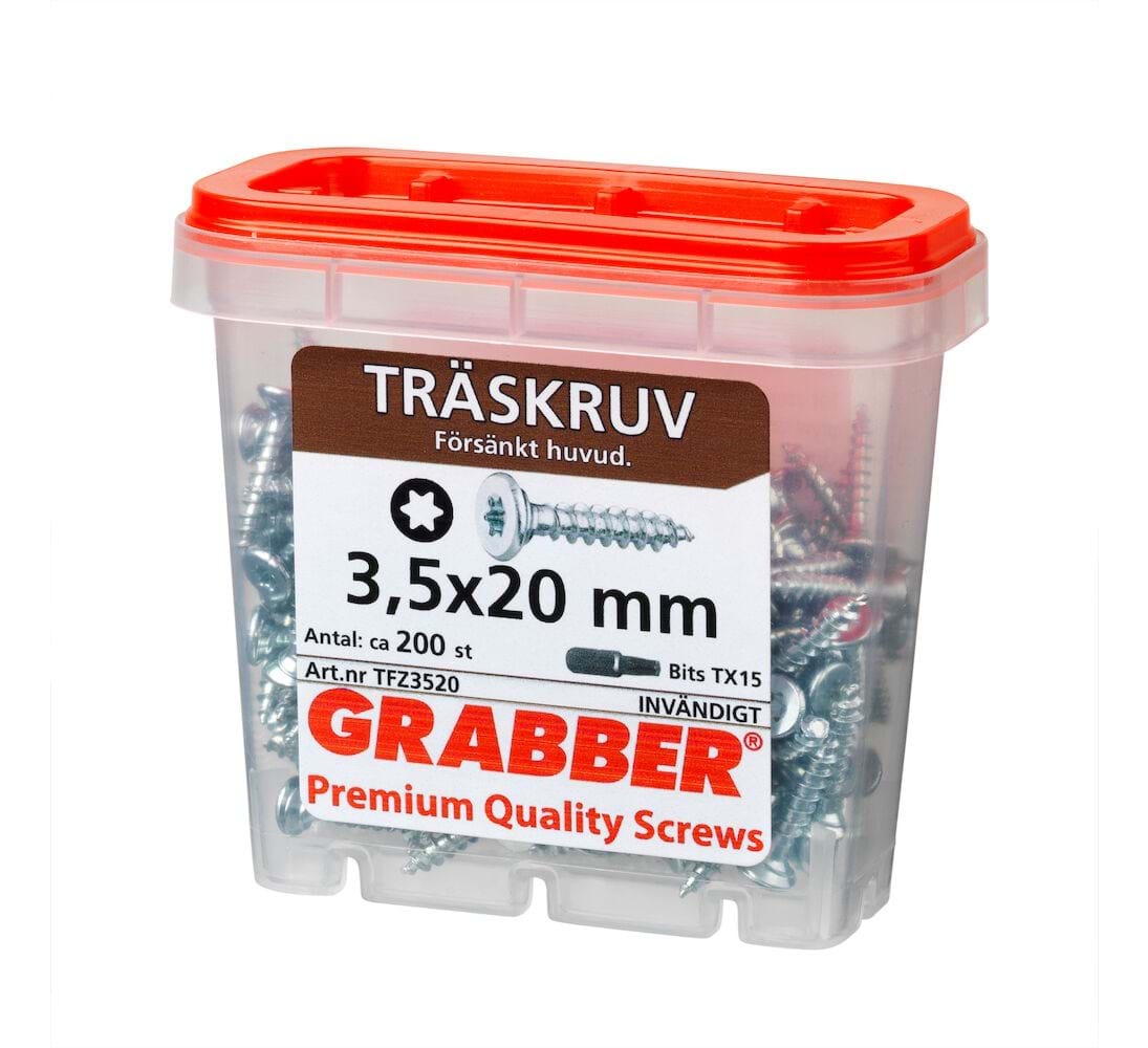 Grabber Träskruv TFZ 3,0-4,5mm Inomhusskruv