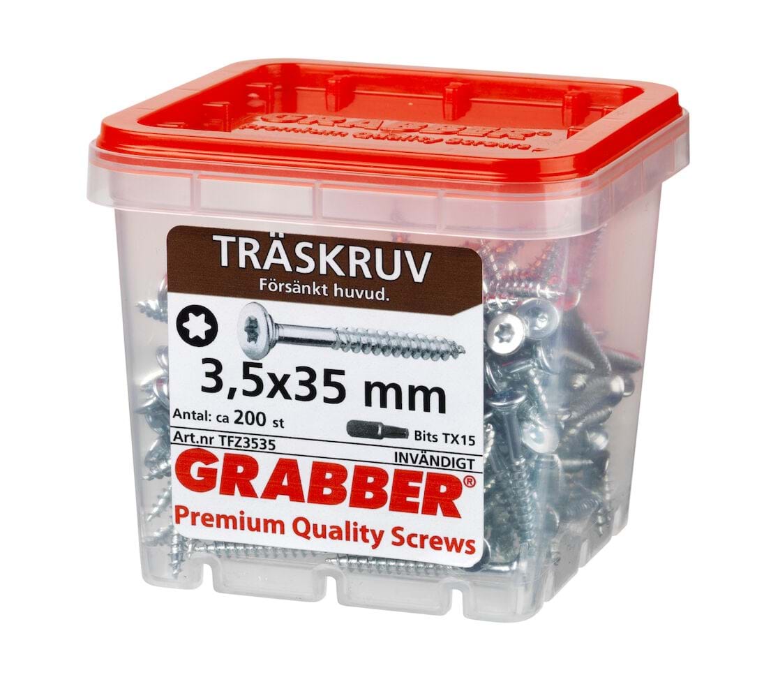 Grabber Träskruv TFZ 3,0-4,5mm Inomhusskruv