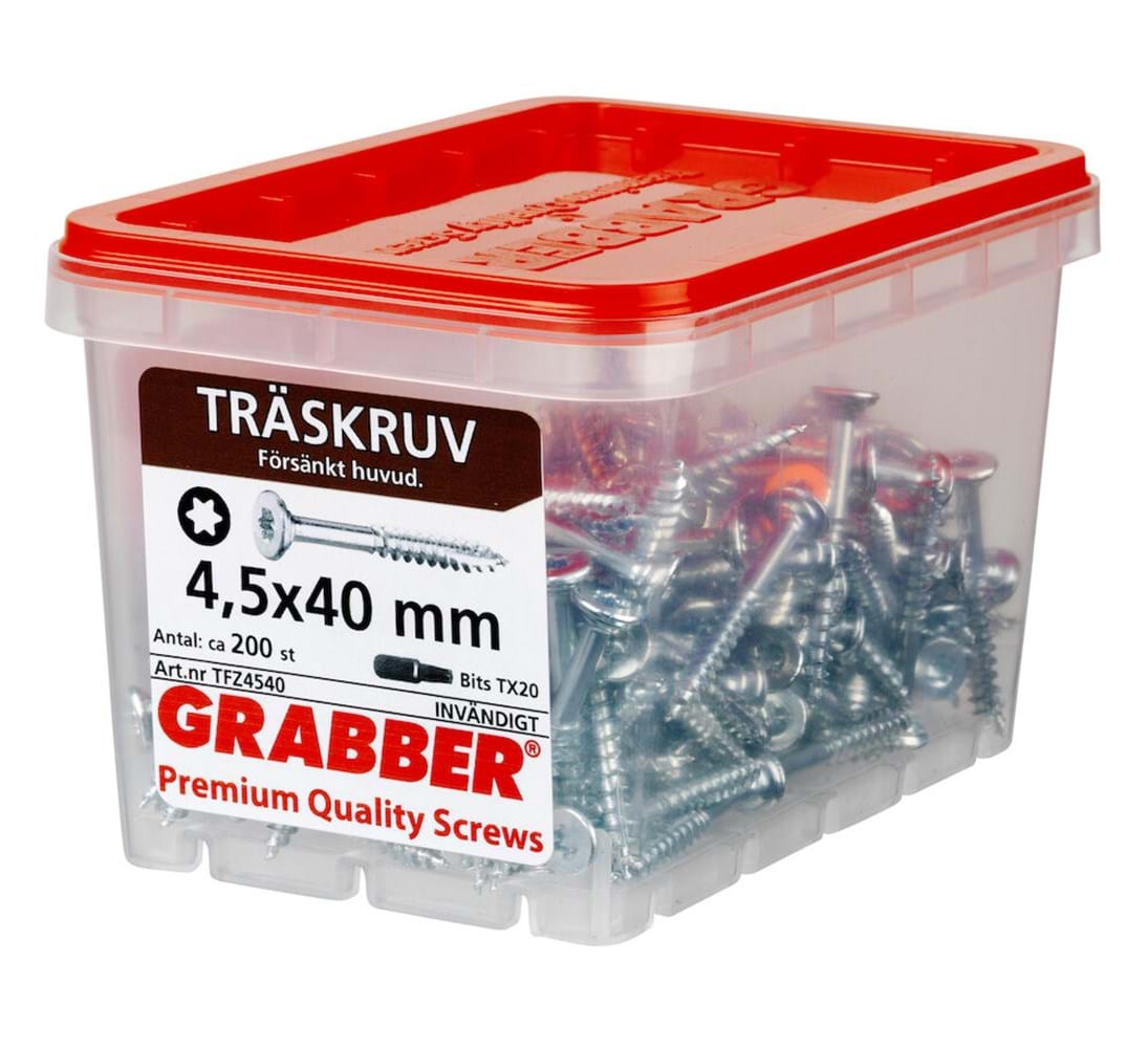 Grabber Träskruv TFZ 3,0-4,5mm Inomhusskruv