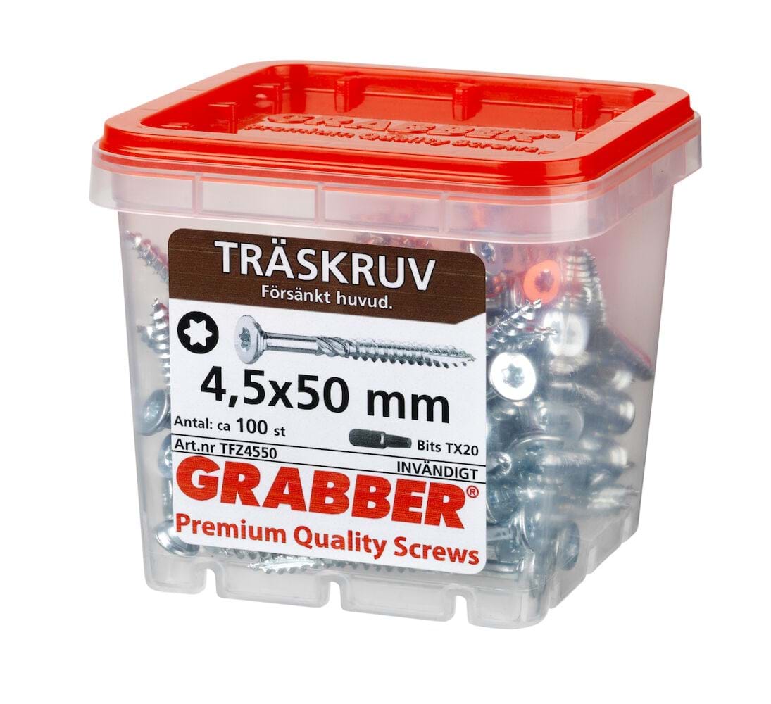 Grabber Träskruv TFZ 3,0-4,5mm Inomhusskruv