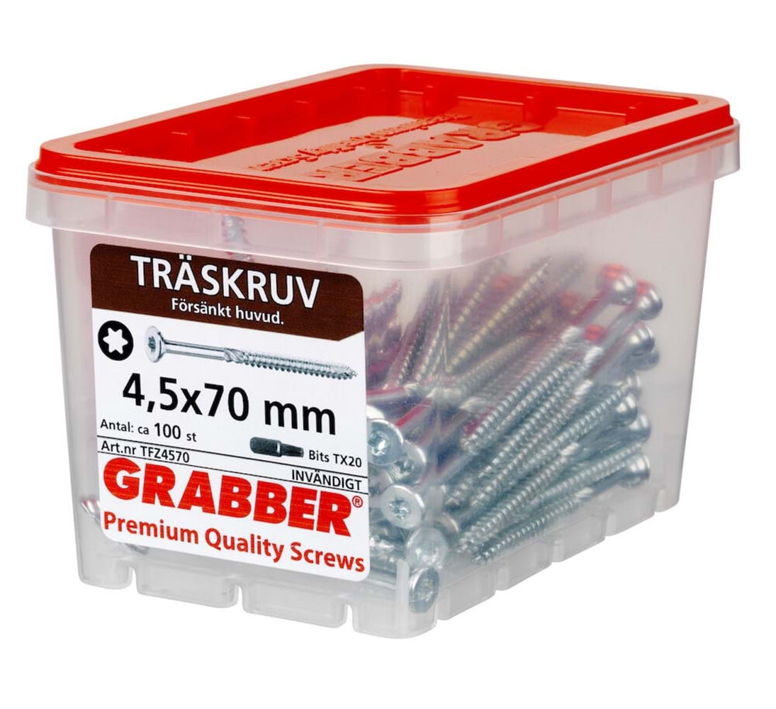 Grabber Träskruv TFZ 3,0-4,5mm Inomhusskruv