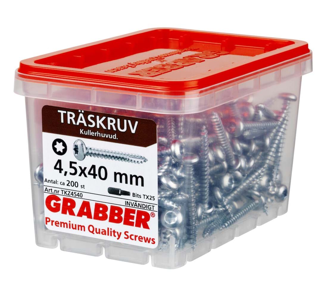 Grabber Träskruv Kullrig TKZ 4,5-5 mm Inomhusskruv