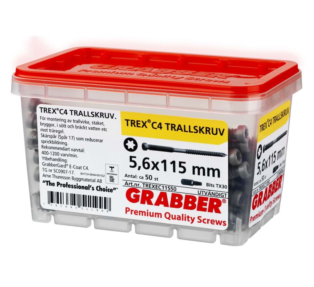 Grabber TREX 5,6x115mm 50-pack Trallskruv utvändig - Utomhusskruv