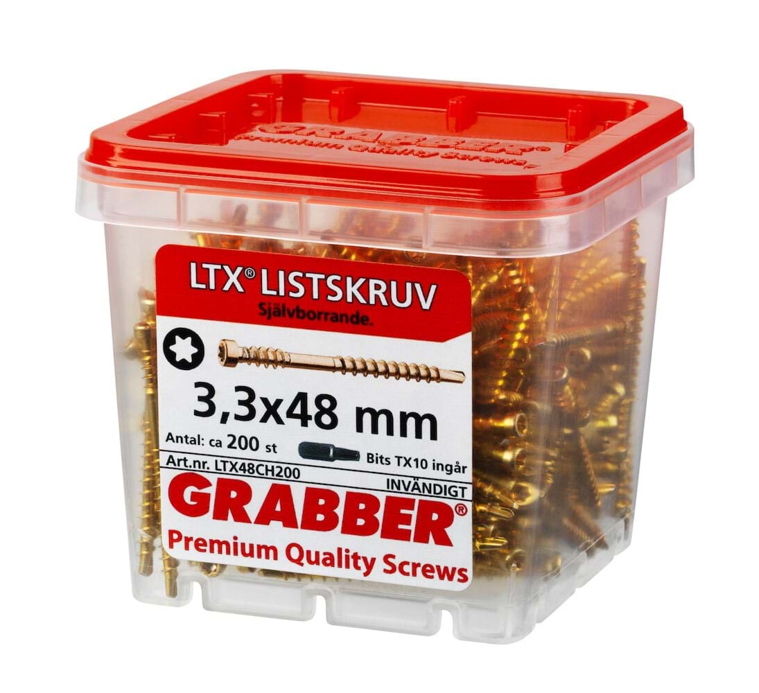 Grabber LTX Självborrande listskruv. Gulkromaterad - Inomhusskruv