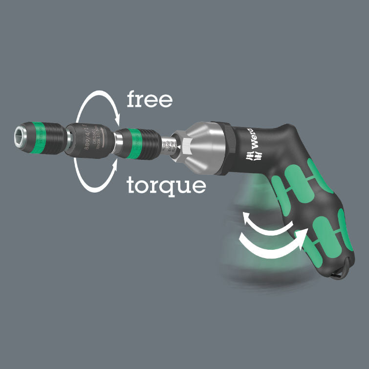 Wera 889/4/1 F Rapidaptor frihjuls-bitshållare för momentskruvmejsel med pistolgrepp