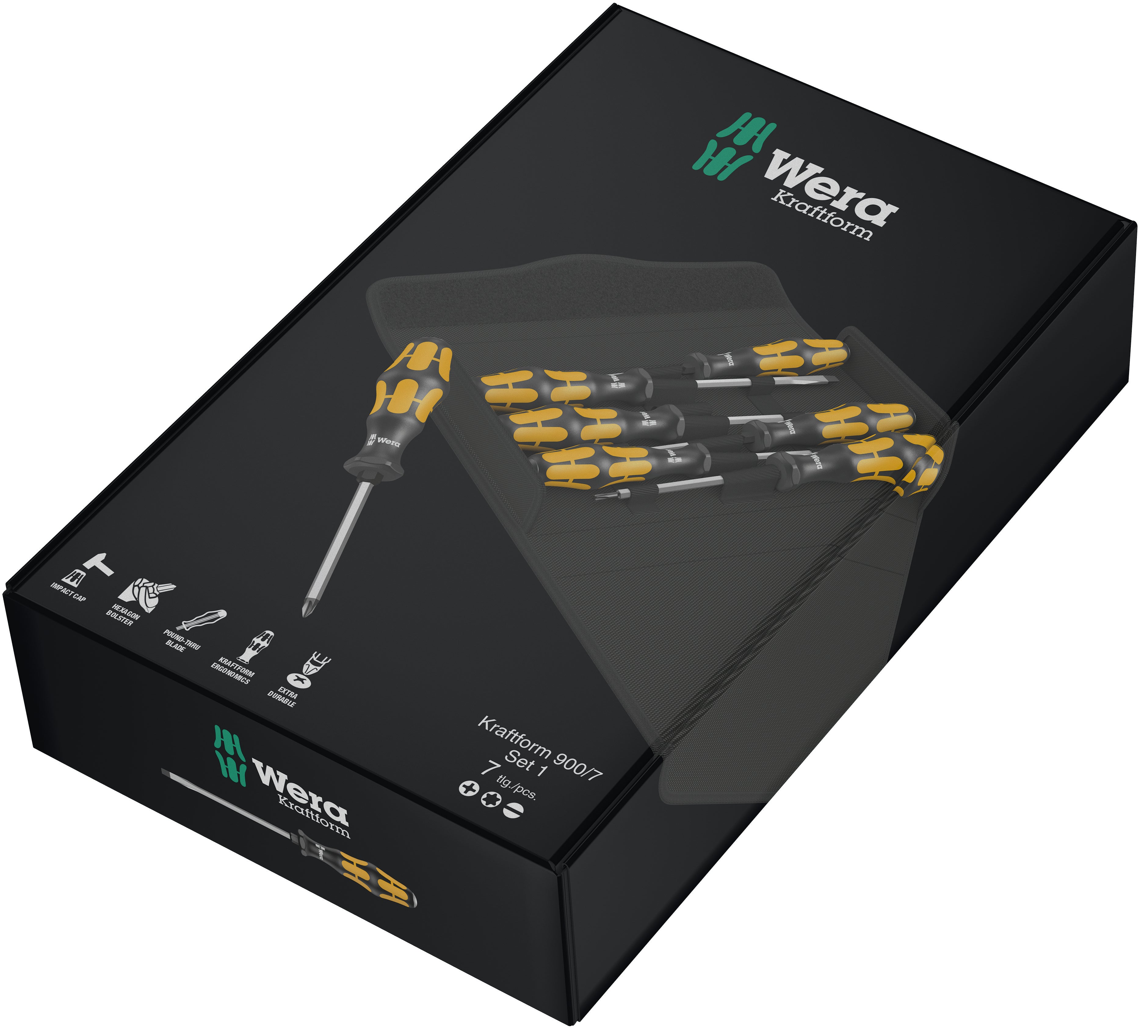 Kraftform 900/7 Set 1 Skruvmejselsats Kraftform Wera: Skruv- och huggmejseln